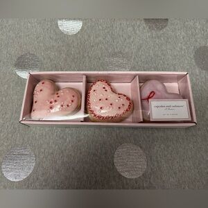 Cupcakes and Cashmere Set of 3 Decor Valentine's Day Pink Icing Heart Cookies
